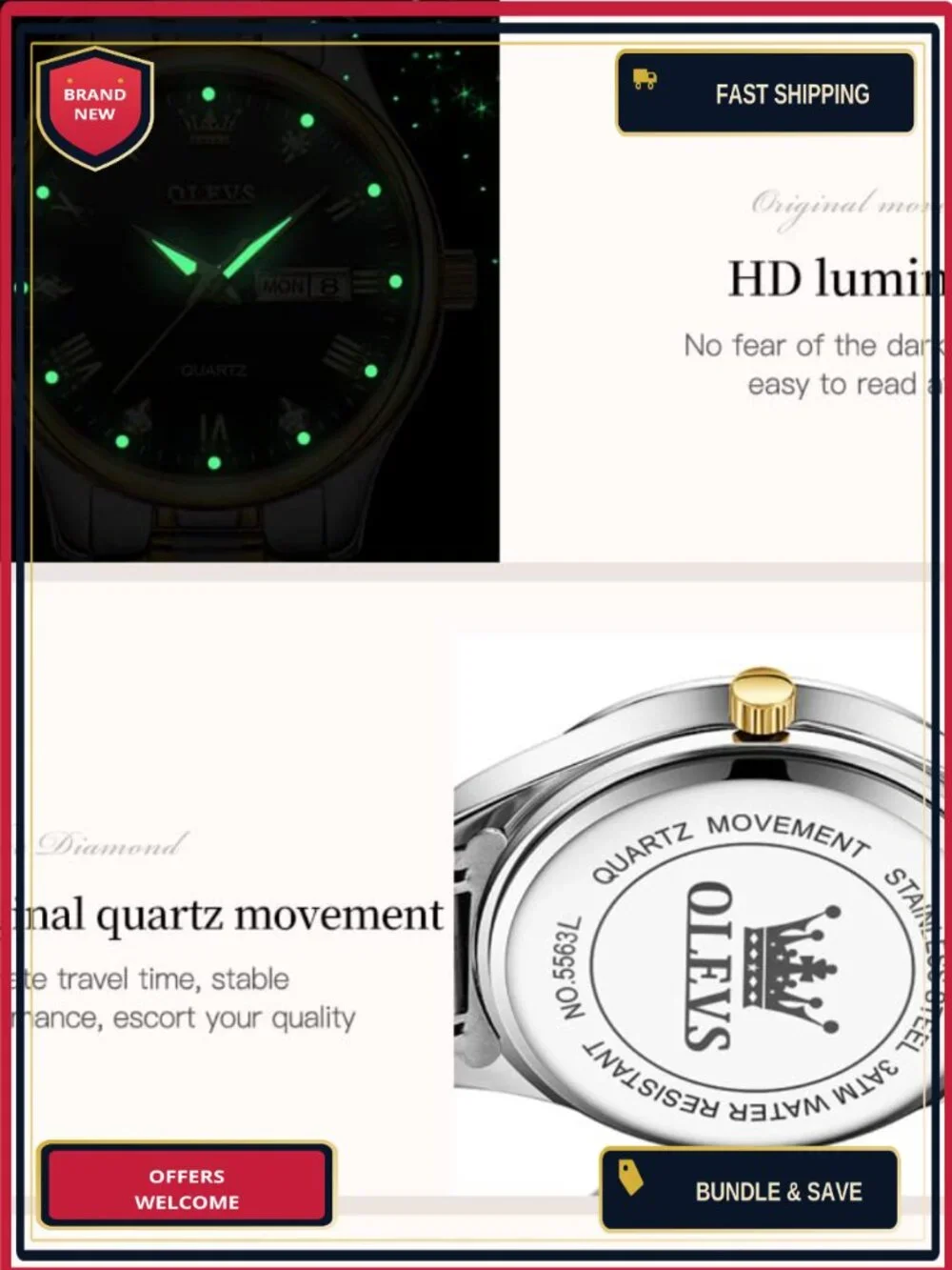 Women's Wrist Watch Stainless Steel Bracelet Stretch Band Water Resistant